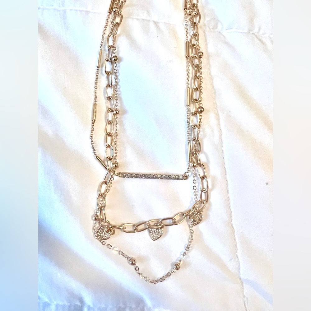 Adjustable Goldtone Necklace with Crystals
